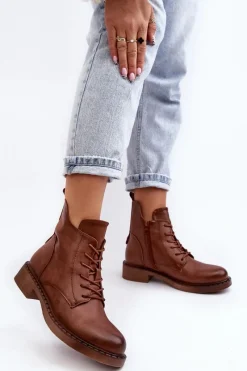 Botki Sznurowane|Brązowe I Beżowe Botki><noscript><img width=