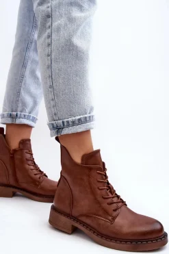 Botki Sznurowane|Brązowe I Beżowe Botki><noscript><img width=