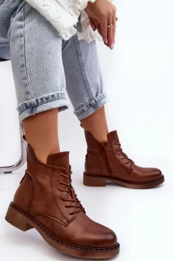 Botki Sznurowane|Brązowe I Beżowe Botki><noscript><img width=