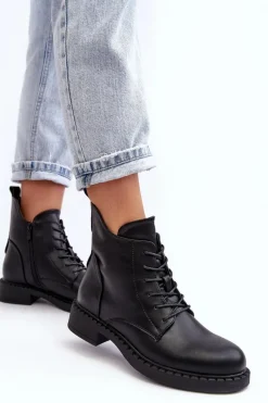 Botki Sznurowane|Czarne Botki><noscript><img width=