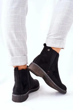 New Klasyczne Damskie Botki Sztyblety Zamszowe Czarne Heather Damskie Czarne Botki|Botki Zimowe Damskie