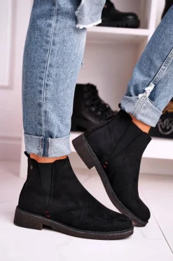 New Klasyczne Damskie Botki Sztyblety Zamszowe Czarne Heather Damskie Czarne Botki|Botki Zimowe Damskie