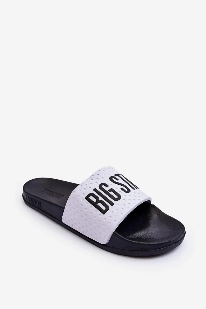 Sale Big Star Shoes Klasyczne Damskie Klapki Big Star MM274713 Biało-Czarne