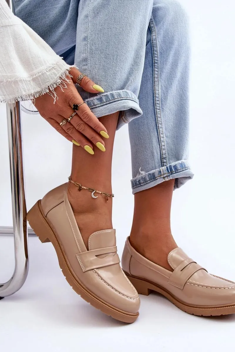 Mokasyny Damskie Skórzane|Mokasyny Na Platformie>Boto Klasyczne Damskie Mokasyny Beżowe Faradays