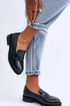 Outlet Klasyczne Damskie Mokasyny Zielone Faradays Damskie Mokasyny Damskie Skórzane|Mokasyny Na Platformie