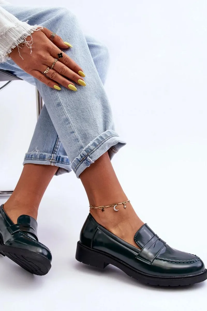 Outlet Klasyczne Damskie Mokasyny Zielone Faradays Damskie Mokasyny Damskie Skórzane|Mokasyny Na Platformie