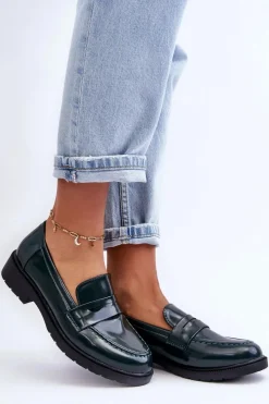 Outlet Klasyczne Damskie Mokasyny Zielone Faradays Damskie Mokasyny Damskie Skórzane|Mokasyny Na Platformie