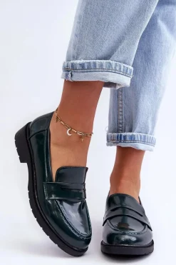 Outlet Klasyczne Damskie Mokasyny Zielone Faradays Damskie Mokasyny Damskie Skórzane|Mokasyny Na Platformie