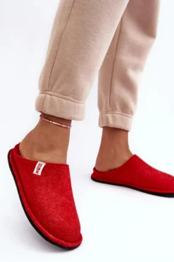 Best Klasyczne Damskie Papcie Big Star KK276012 Czerwone Damskie Kapcie Klasyczne