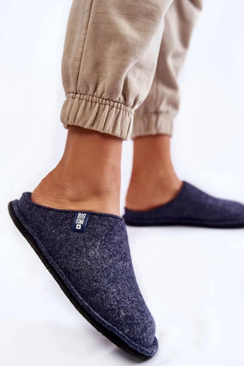 New Big Star Shoes Klasyczne Damskie Papcie Big Star KK276013 Granatowe Niebieski