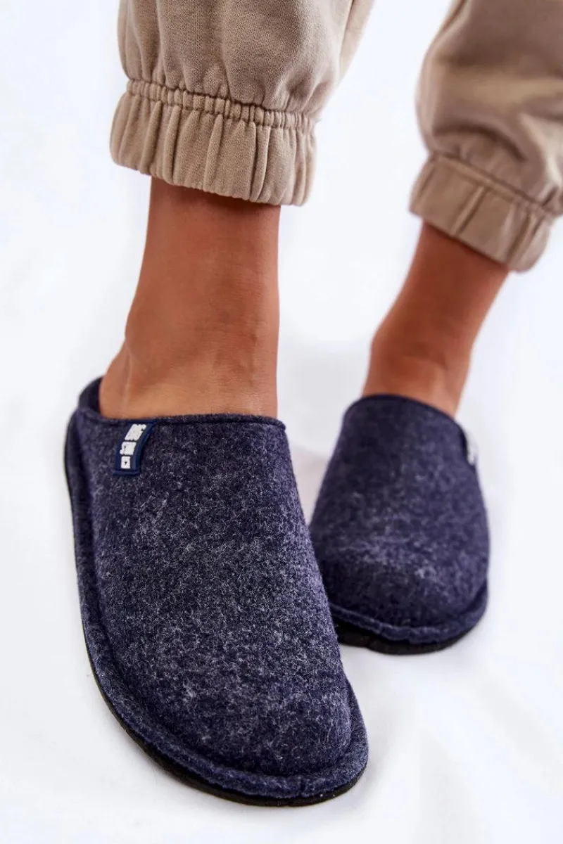 New Big Star Shoes Klasyczne Damskie Papcie Big Star KK276013 Granatowe Niebieski