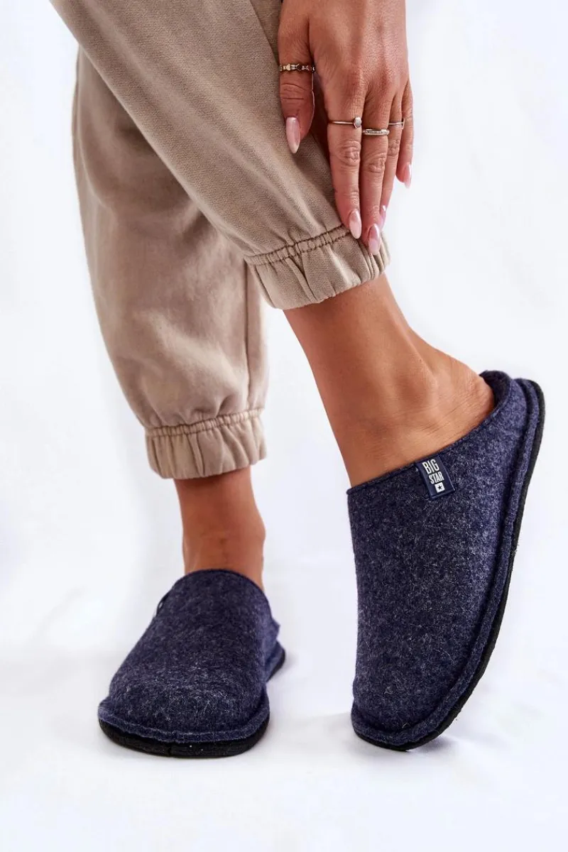 New Big Star Shoes Klasyczne Damskie Papcie Big Star KK276013 Granatowe Niebieski