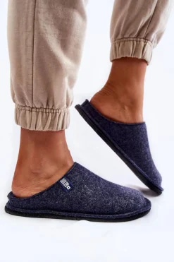 New Big Star Shoes Klasyczne Damskie Papcie Big Star KK276013 Granatowe Niebieski