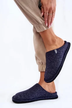 New Big Star Shoes Klasyczne Damskie Papcie Big Star KK276013 Granatowe Niebieski