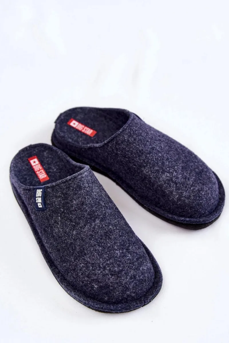 New Big Star Shoes Klasyczne Damskie Papcie Big Star KK276013 Granatowe Niebieski