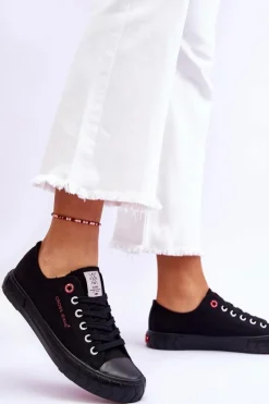 Sale Cross Jeans Klasyczne Damskie Trampki LL2R4051 Czarne Czarny