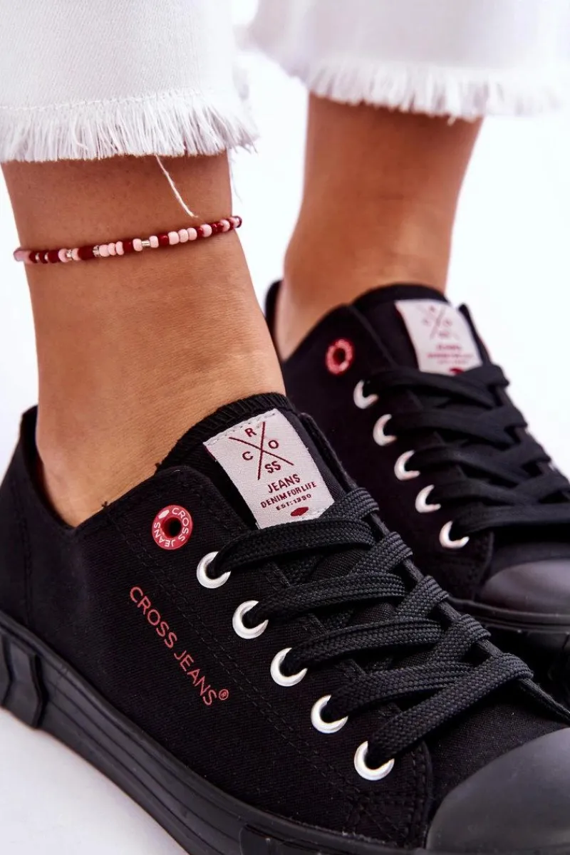 Sale Cross Jeans Klasyczne Damskie Trampki LL2R4051 Czarne Czarny