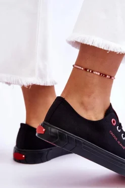 Sale Cross Jeans Klasyczne Damskie Trampki LL2R4051 Czarne Czarny