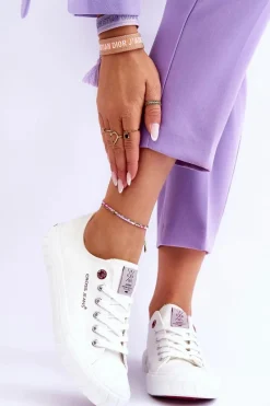 Sale Klasyczne Damskie Trampki LL2R4052 Białe Damskie Trampki Damskie Cross Jeans|Trampki Damskie Niskie