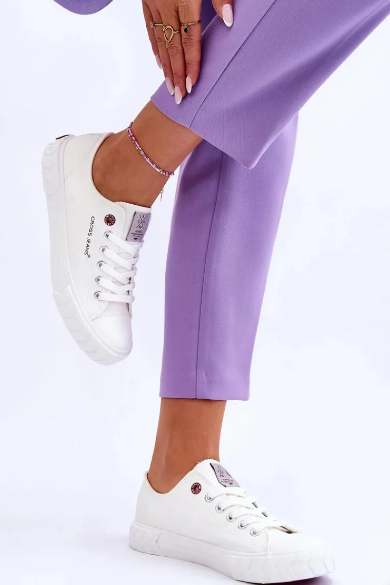 Sale Klasyczne Damskie Trampki LL2R4052 Białe Damskie Trampki Damskie Cross Jeans|Trampki Damskie Niskie