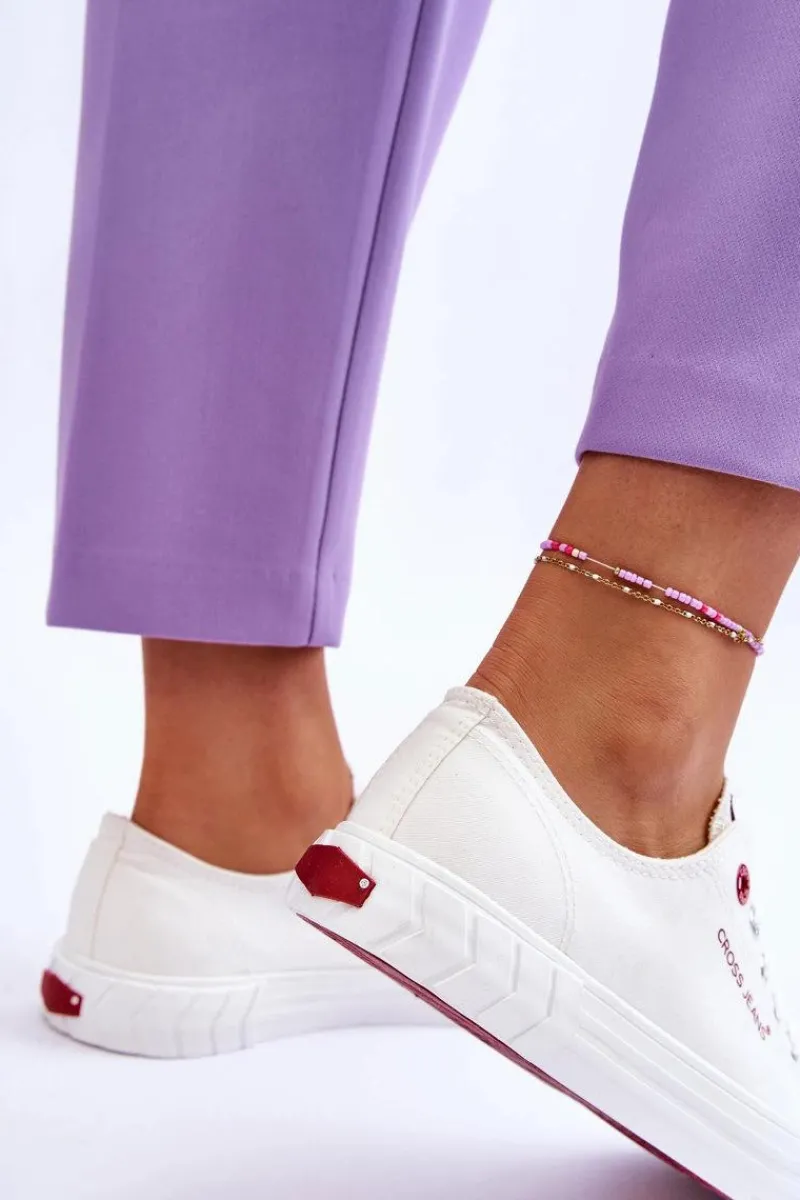 Sale Klasyczne Damskie Trampki LL2R4052 Białe Damskie Trampki Damskie Cross Jeans|Trampki Damskie Niskie