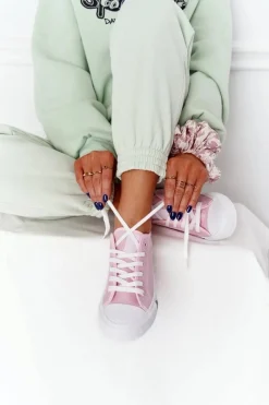 Trampki Damskie Big Star|Trampki Damskie Niskie>Big Star Shoes Klasyczne Damskie Trampki BIG STAR HH274110 Jasny Róż