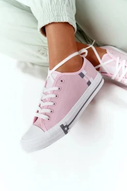 Trampki Damskie Big Star|Trampki Damskie Niskie></noscript>Big Star Shoes Klasyczne Damskie Trampki BIG STAR HH274110 Jasny Róż