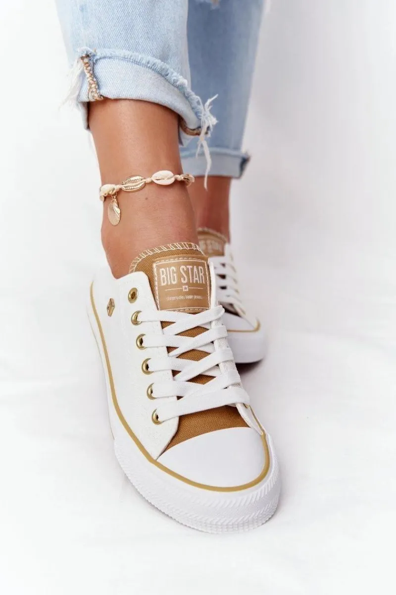 Trampki Damskie Big Star|Trampki Damskie Niskie>Big Star Shoes Klasyczne Damskie Trampki BIG STAR HH274458 Białe