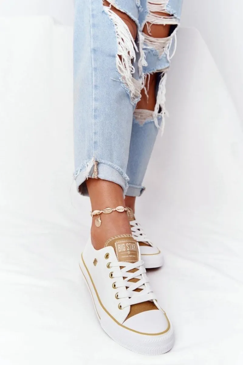 Trampki Damskie Big Star|Trampki Damskie Niskie>Big Star Shoes Klasyczne Damskie Trampki BIG STAR HH274458 Białe