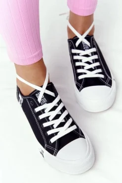 Discount Klasyczne Damskie Trampki BIG STAR HH274108 Czarne Damskie Trampki Damskie Big Star|Trampki Damskie Niskie