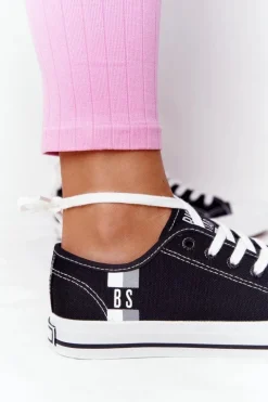 Discount Klasyczne Damskie Trampki BIG STAR HH274108 Czarne Damskie Trampki Damskie Big Star|Trampki Damskie Niskie