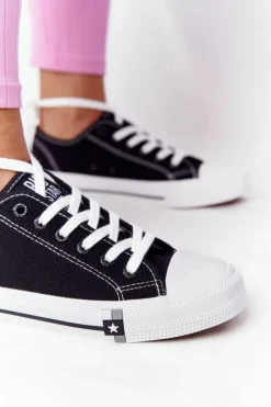 Discount Klasyczne Damskie Trampki BIG STAR HH274108 Czarne Damskie Trampki Damskie Big Star|Trampki Damskie Niskie