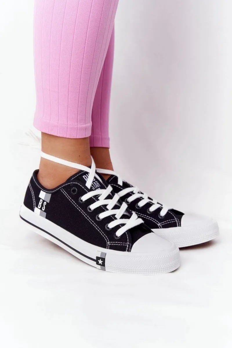 Discount Klasyczne Damskie Trampki BIG STAR HH274108 Czarne Damskie Trampki Damskie Big Star|Trampki Damskie Niskie