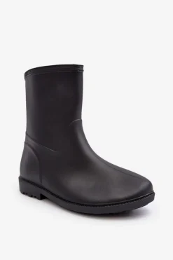 Boto Klasyczne Damskie Wsuwane Kalosze Czarne Solihia Czarny