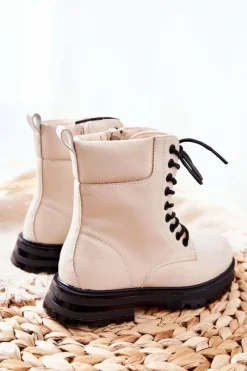 Hot Boto Klasyczne Dziecięce Botki Na Suwak Beżowe Clarika