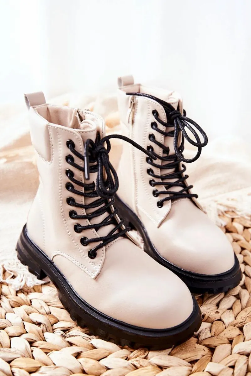 Hot Boto Klasyczne Dziecięce Botki Na Suwak Beżowe Clarika