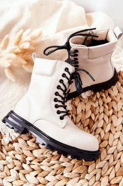 Hot Boto Klasyczne Dziecięce Botki Na Suwak Beżowe Clarika