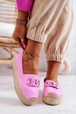 Hot Boto Klasyczne Espadryle Na Platformie Różowe Julianne