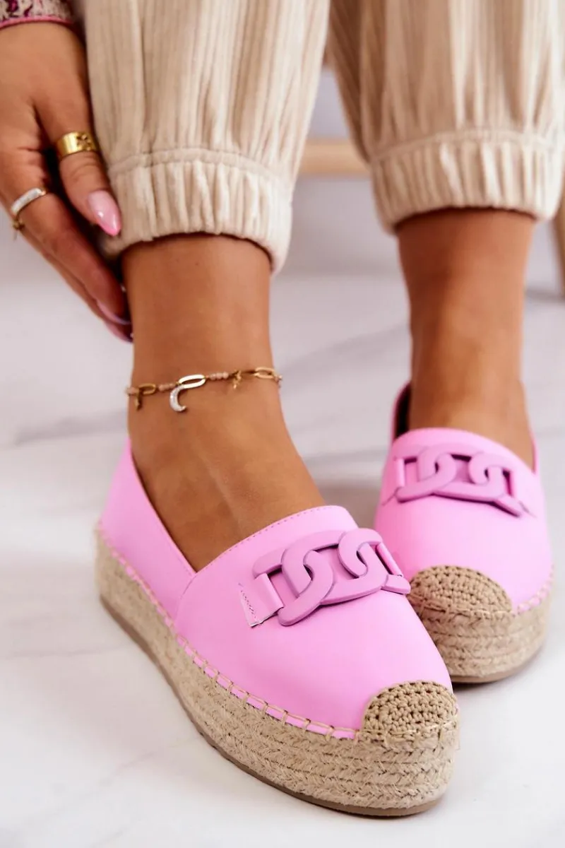 Hot Boto Klasyczne Espadryle Na Platformie Różowe Julianne
