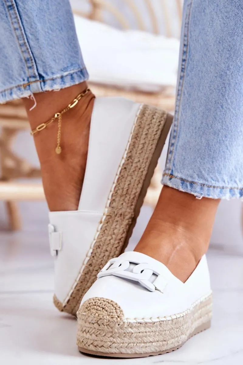 New Klasyczne Espadryle Na Platformie Białe Julianne Damskie Czarne Espadryle