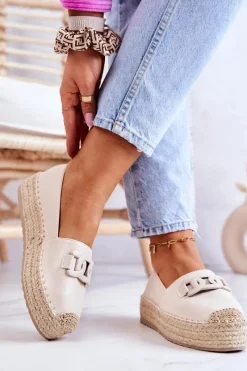 New Klasyczne Espadryle Na Platformie Beżowe Julianne Damskie Czarne Espadryle
