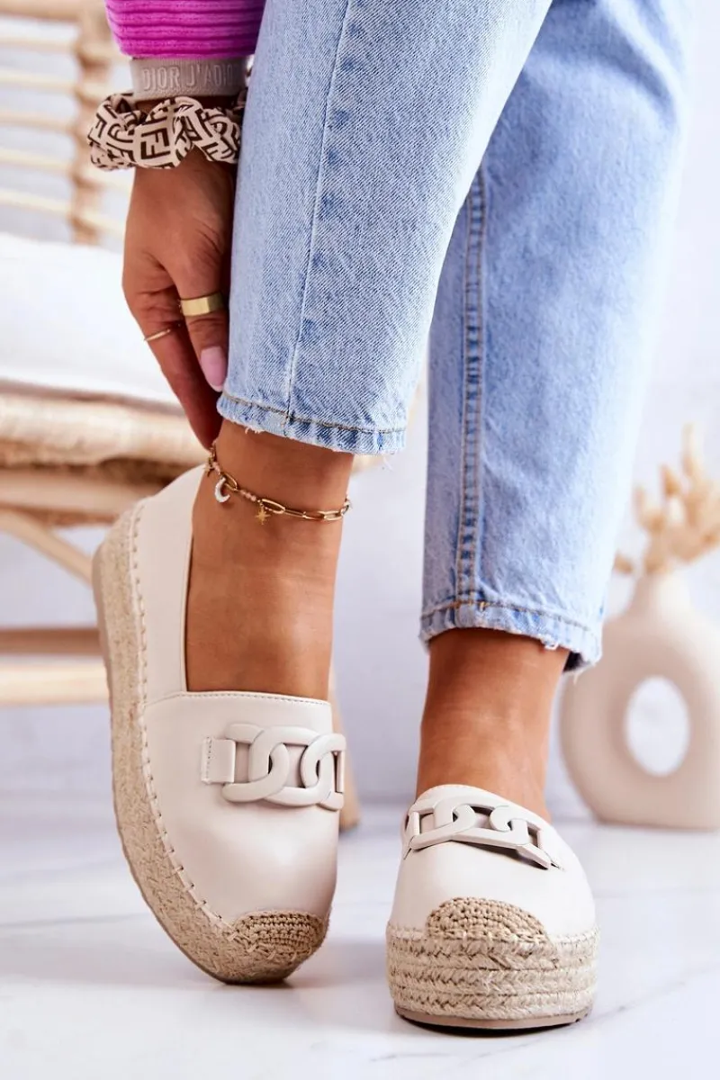 New Klasyczne Espadryle Na Platformie Beżowe Julianne Damskie Czarne Espadryle