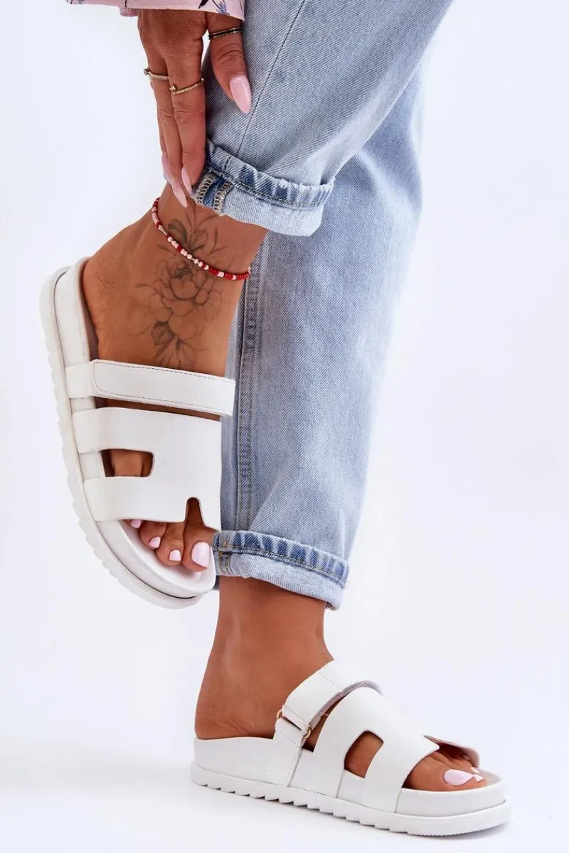 New Boto Klasyczne Klapki Damskie Białe Molie