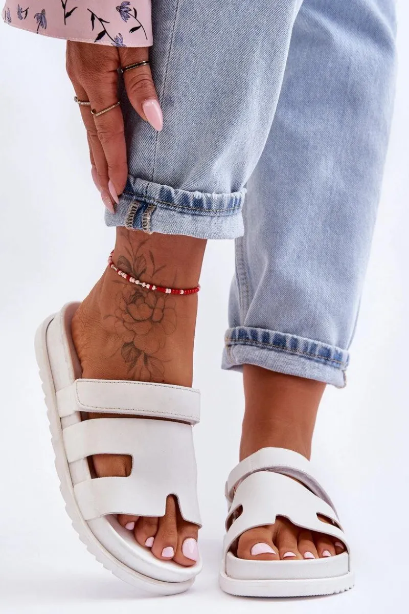 New Boto Klasyczne Klapki Damskie Białe Molie