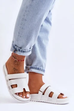 New Boto Klasyczne Klapki Damskie Białe Molie