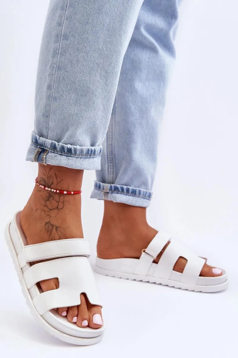 New Boto Klasyczne Klapki Damskie Białe Molie