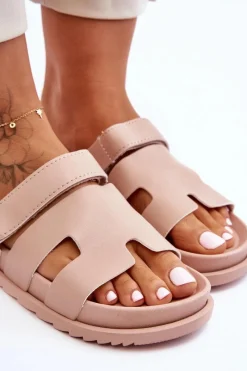 Outlet Klasyczne Klapki Damskie Beżowe Molie Damskie Klapki Na Platformie|Klapki Damskie Klasyczne