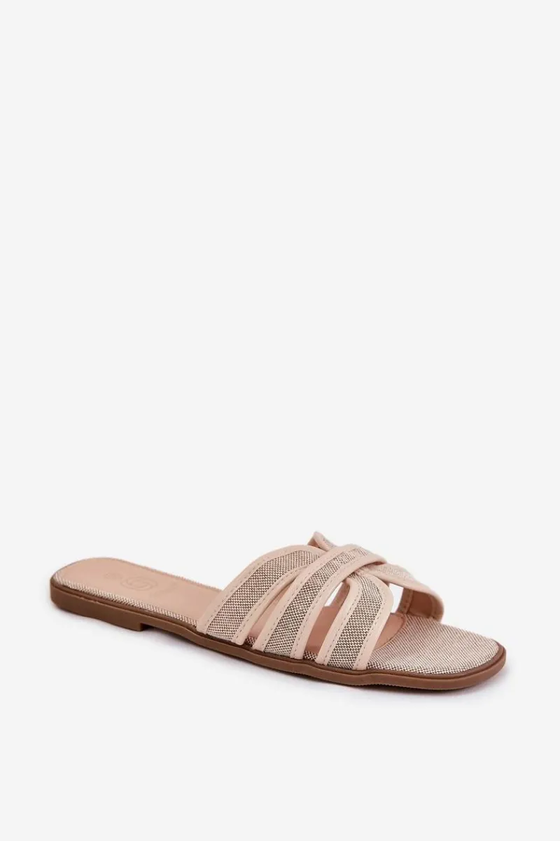 Sale Klasyczne Klapki Damskie Płaskie Beżowe Scazze Damskie Klapki Damskie Klasyczne