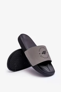 Online Klasyczne Klapki Męskie SS23FFLIM074-25S Szaro-Czarne Męskie Klapki Męskie Klasyczne