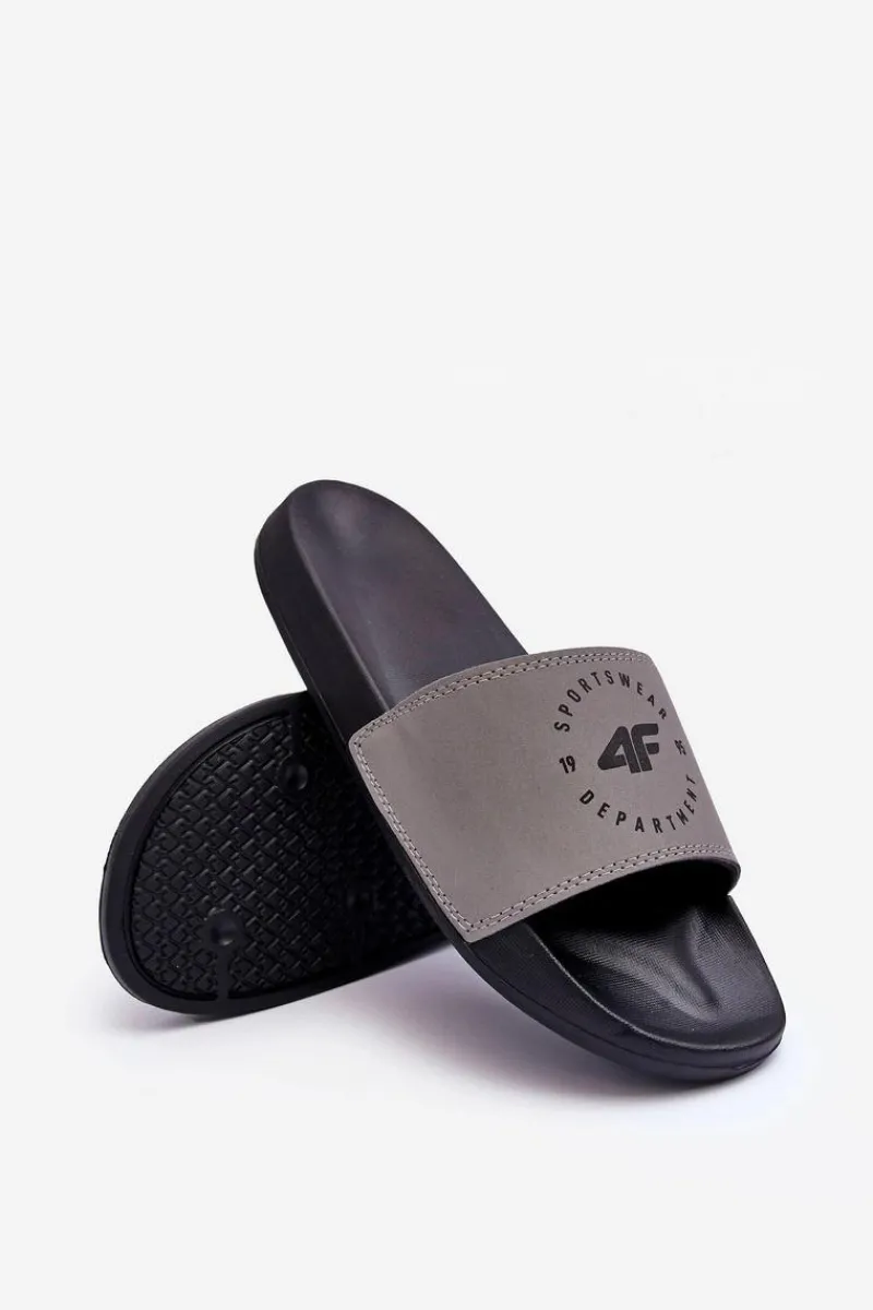 Online Klasyczne Klapki Męskie SS23FFLIM074-25S Szaro-Czarne Męskie Klapki Męskie Klasyczne